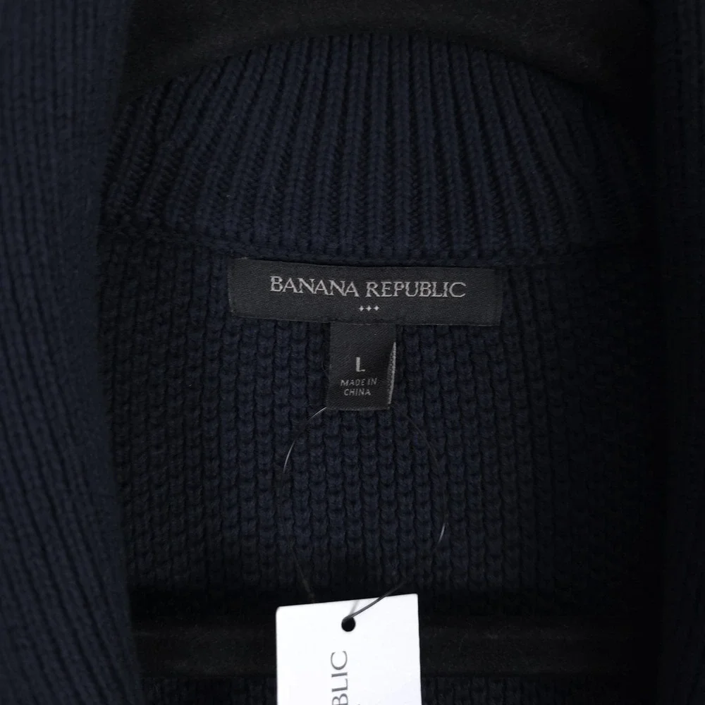 Banana Republic Toggle Button Cardigan Mens Large True Navy Shawl Collar Sweater